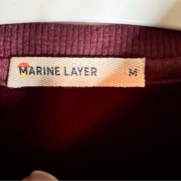 Marine Layer Mens Double Knit Henley in Raisin‎ Size Medium Striped Preppy - Picture 4 of 7